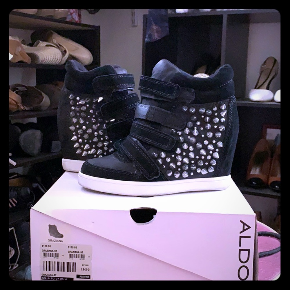 Aldo spike sneaker wedges